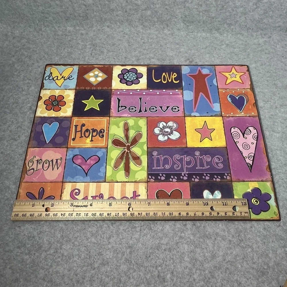 Colorful Inspirational Metal‎ Wall Art Plaque Inspire Believe Hope Love Home